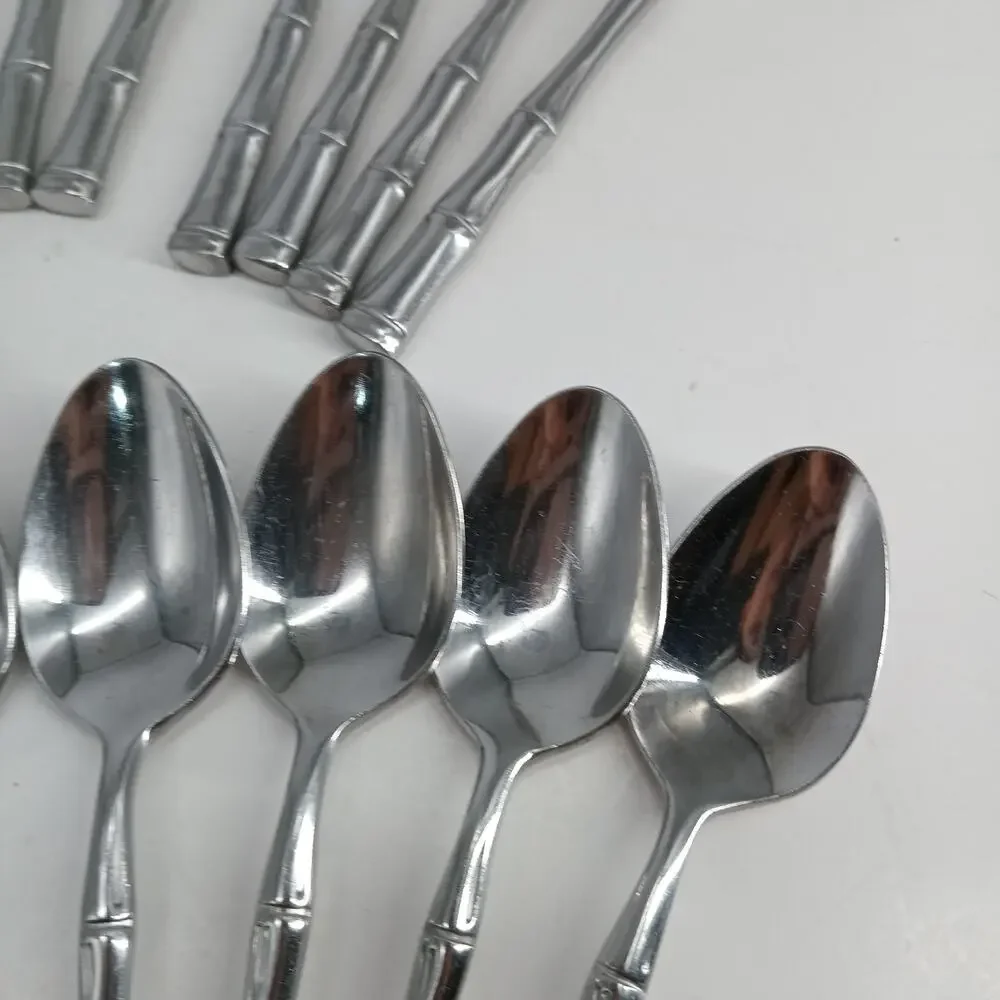 20X Set stainless flatware Bel-Pre Korea BAMBOO PATTERN Spoons Forks Knives
